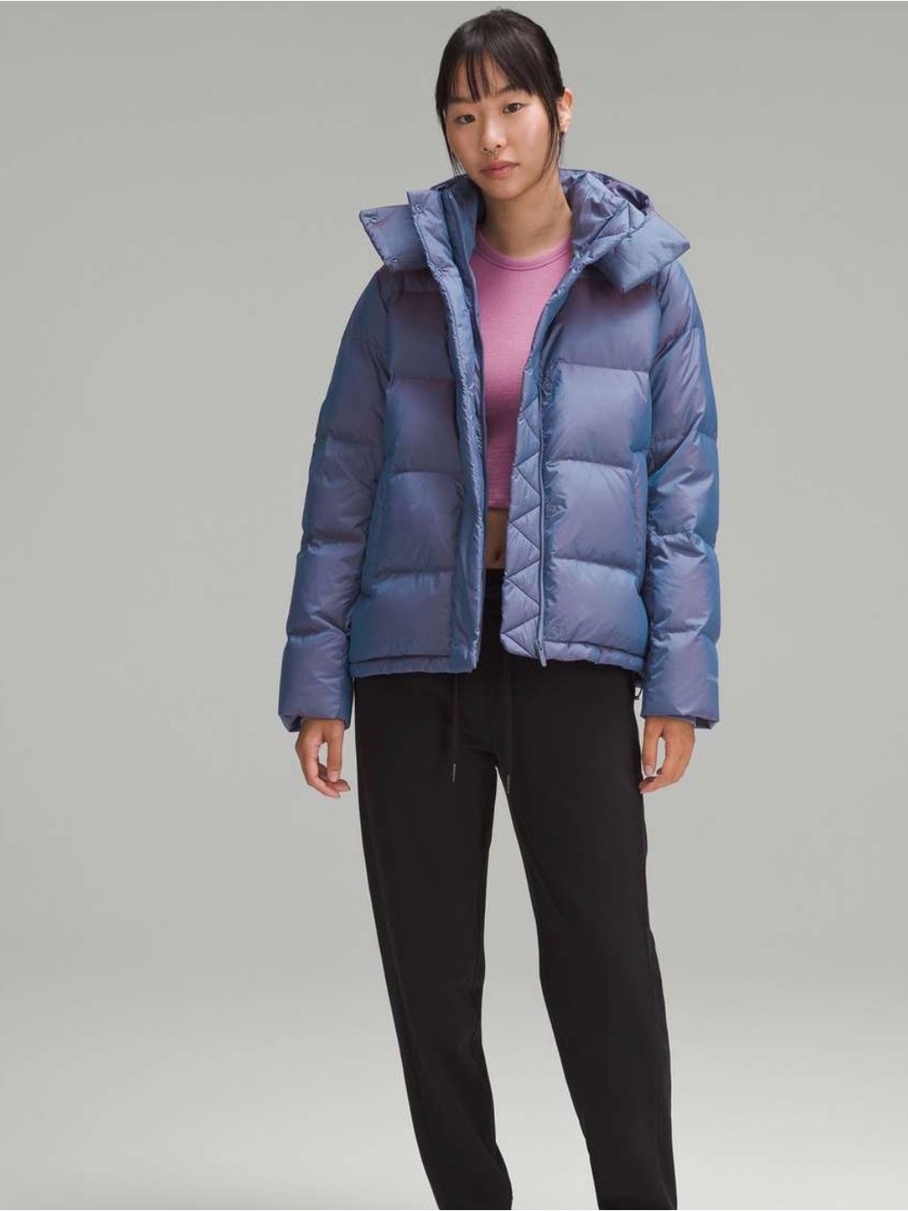 Lululemon Wunder Puff Jacket Iridescent Heathered Wild Indigo goose Down size 0